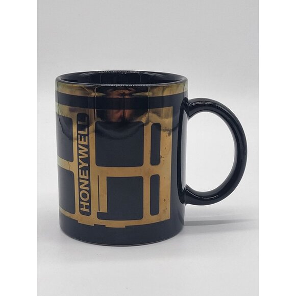 Honeywell Aerospace VTG Coffee Mug Cup Black Gold Trim LIMU - Picture 3 of 8